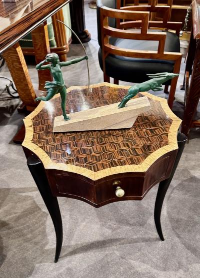 Art Deco Style 12 Sided Faceted Unique Marquetry Table