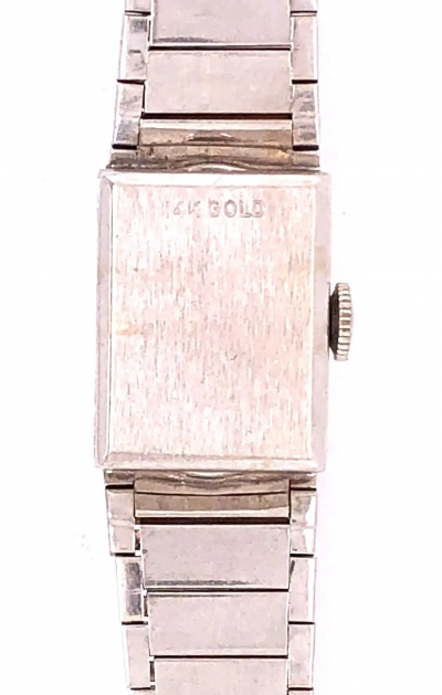 Art Deco Style 14 Karat White Gold Eloga Ladies Wristwatch with 17 Jewels