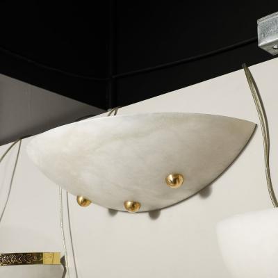 Art Deco Style Alabaster Sconce W Brass Ball Fittings