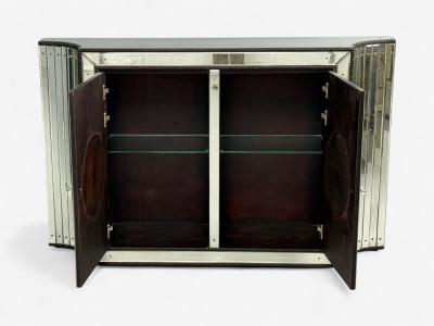 Art Deco Style Antique Glass Painted Wood Concave Mirrored Cabinets