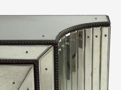 Art Deco Style Antique Glass Painted Wood Concave Mirrored Cabinets