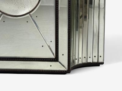 Art Deco Style Antique Glass Painted Wood Concave Mirrored Cabinets