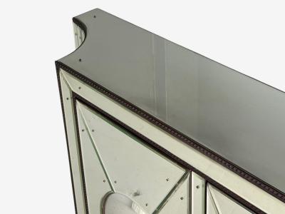 Art Deco Style Antique Glass Painted Wood Concave Mirrored Cabinets