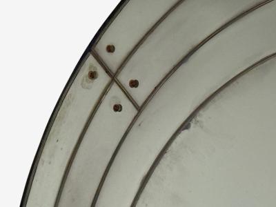 Art Deco Style Antique Glass Painted Wood Round Venetian Wall Mirror