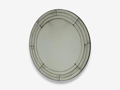 Art Deco Style Antique Glass Painted Wood Round Venetian Wall Mirrors