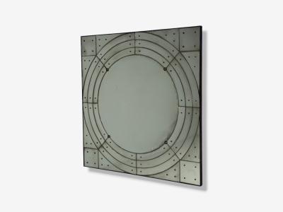Art Deco Style Antique Glass Painted Wood Square Venetian Wall Mirror