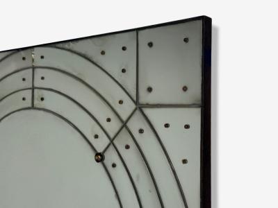 Art Deco Style Antique Glass Painted Wood Square Venetian Wall Mirror