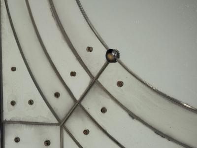 Art Deco Style Antique Glass Painted Wood Square Venetian Wall Mirror