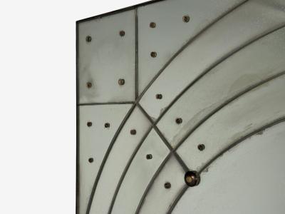 Art Deco Style Antique Glass Painted Wood Square Venetian Wall Mirror