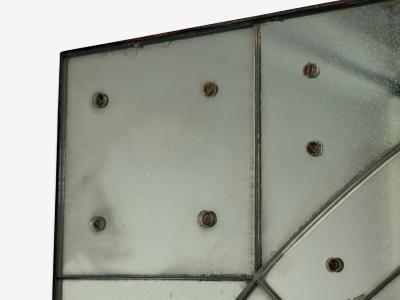 Art Deco Style Antique Glass Painted Wood Square Venetian Wall Mirror