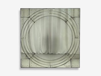Art Deco Style Antique Glass Painted Wood Square Venetian Wall Mirrors