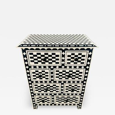 Art Deco Style Black and White Checkers Design Dresser Chest or Commode