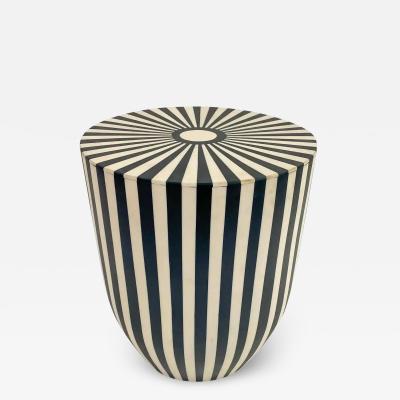 Art Deco Style Black and White Resin Side End Table or Stool