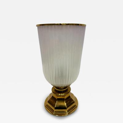 Art Deco Style Brass and Glass Urn Torchier Table Lamps Pair