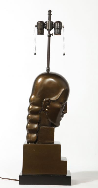 Art Deco Style Bronze Bust Mounted as a Lamp