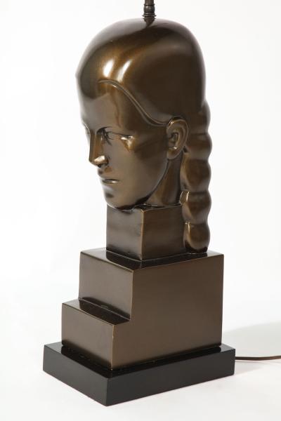 Art Deco Style Bronze Bust Mounted as a Lamp