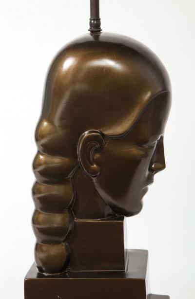 Art Deco Style Bronze Bust Mounted as a Lamp