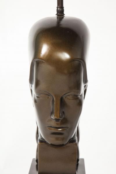 Art Deco Style Bronze Bust Mounted as a Lamp