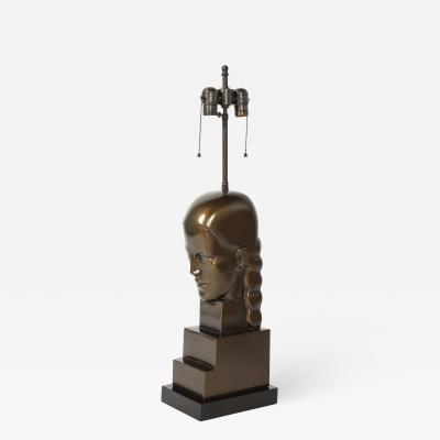 Art Deco Style Bronze Bust Mounted as a Lamp