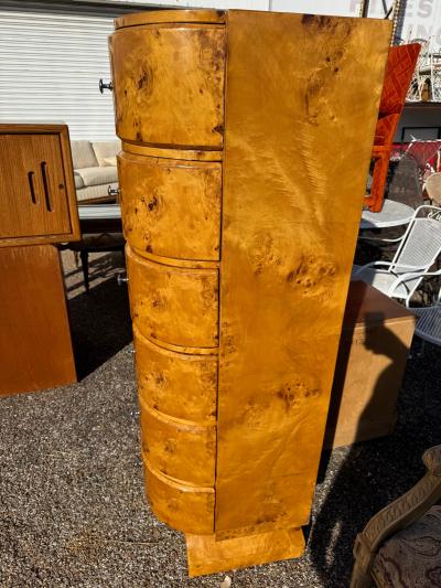 Art Deco Style Burl Wood 6 Drawer Chest