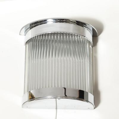 Art Deco Style Chrome Glass Rod Sconces