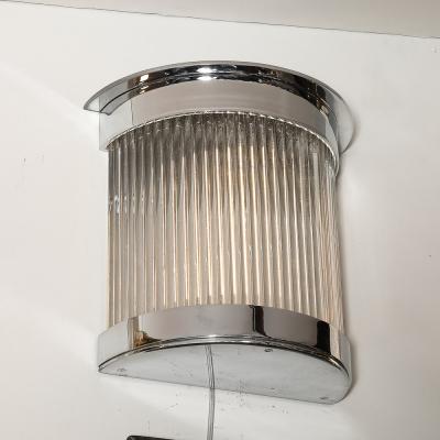 Art Deco Style Chrome Glass Rod Sconces