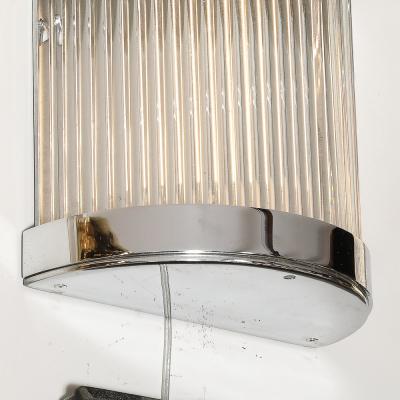 Art Deco Style Chrome Glass Rod Sconces