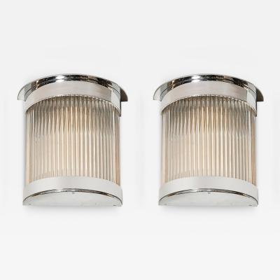 Art Deco Style Chrome Glass Rod Sconces