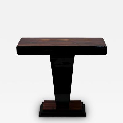 Art Deco Style Console Table in Black Piano Lacquer and Real Wood Veneer