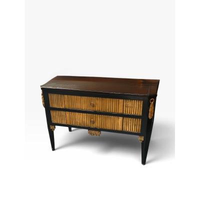 Art Deco Style Ebonized Giltwood Chest of Drawers Nightstand Commode