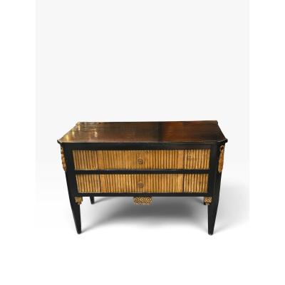 Art Deco Style Ebonized Giltwood Chest of Drawers Nightstand Commode