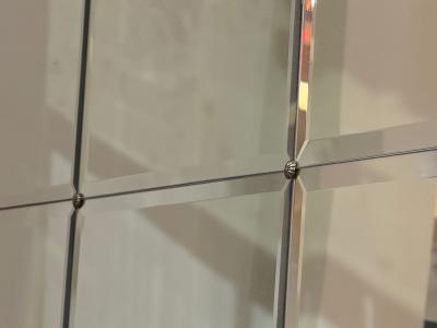 Art Deco Style Eglomise Glass Beveled Mirror Monumental Wall Mirrors 1960s