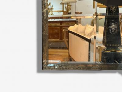 Art Deco Style Eglomise Glass Beveled Mirror Monumental Wall Mirrors 1960s