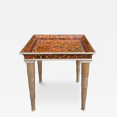 Art Deco Style Faux Tortoise Shell White Gold Giltwood Side Table