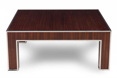 Art Deco Style French Ebony deMacassar and Polished Nickel Low Coffee Table