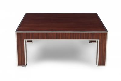 Art Deco Style French Ebony deMacassar and Polished Nickel Low Coffee Table