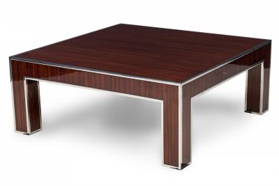 Art Deco Style French Ebony deMacassar and Polished Nickel Low Coffee Table