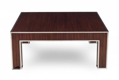 Art Deco Style French Ebony deMacassar and Polished Nickel Low Coffee Table