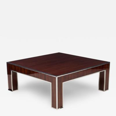 Art Deco Style French Ebony deMacassar and Polished Nickel Low Coffee Table