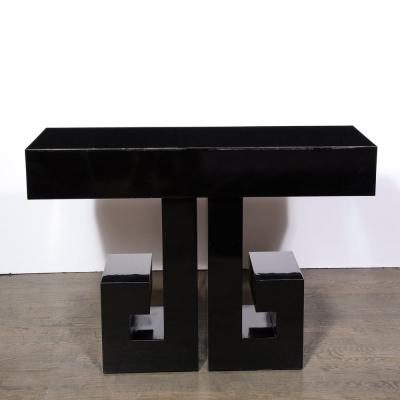 Art Deco Style Greek Key Console with Brass Pull and Drawer