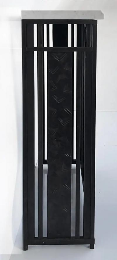 Art Deco Style Iron and Marble Top Console Table
