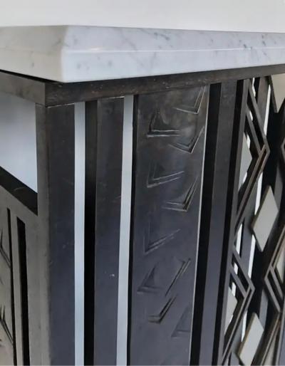 Art Deco Style Iron and Marble Top Console Table