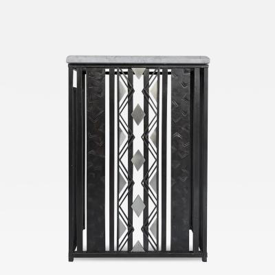 Art Deco Style Iron and Marble Top Console Table