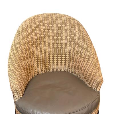 Art Deco Style Leather Horse Hair Upholstered Swivel Slipper Chair