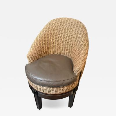 Art Deco Style Leather Horse Hair Upholstered Swivel Slipper Chair