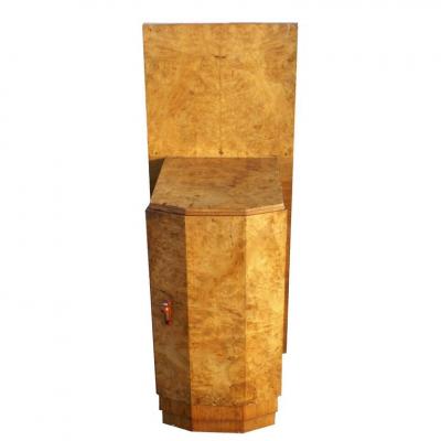 Art Deco Style Maple Burl Night Stand Cabinet
