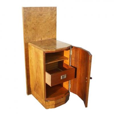 Art Deco Style Maple Burl Night Stand Cabinet