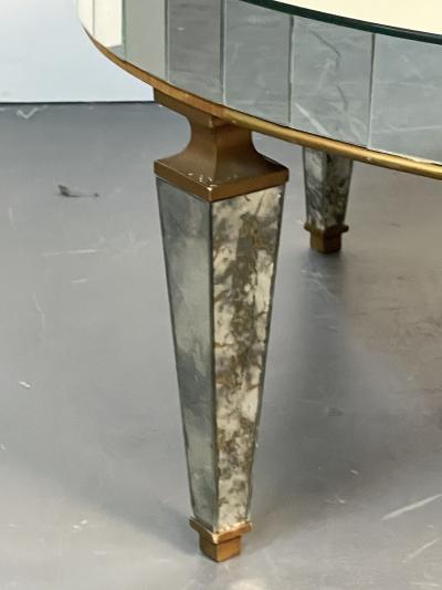 Art Deco Style Mirrored Circular Coffee Cocktail Low Table Distressed