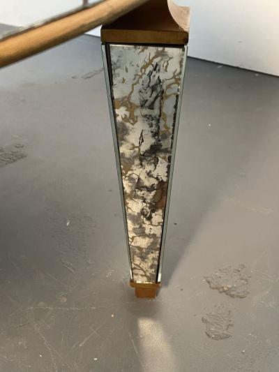 Art Deco Style Mirrored Circular Coffee Cocktail Low Table Distressed