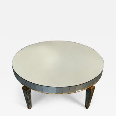 Art Deco Style Mirrored Circular Coffee Cocktail Low Table Distressed